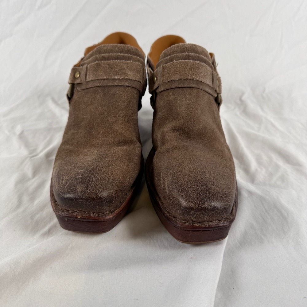 Born Gray Suede Platform Clogs Slingback Harness Mules Square Toe Casual Fall 9M - Picture 2 of 9